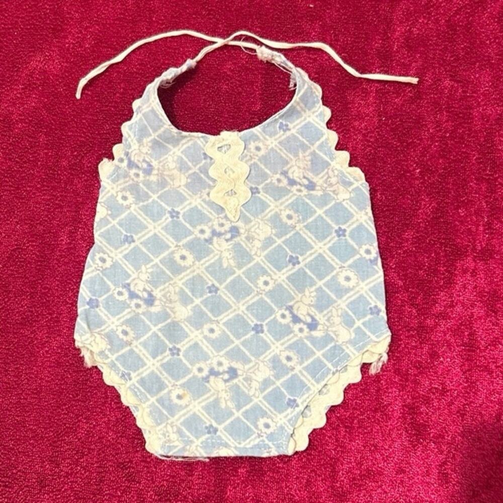 Vtg Doll Romper Pastel Blue W/Bunny Pattern, 80’s/90’s,Fits most 11”-13” dolls,